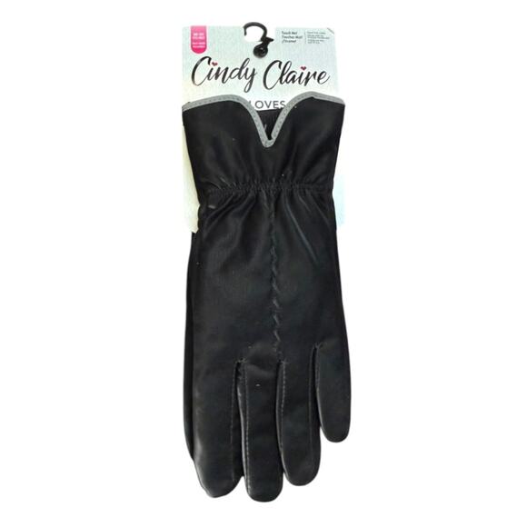 Cindy Claire Black Gloves Faux Fur Lining Lined One Size NWT - Picture 4 of 5